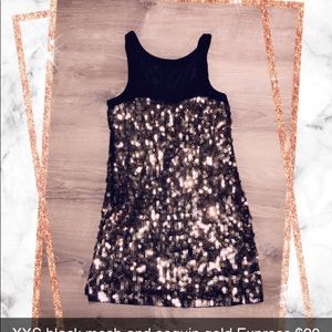Black and gold sequin dress
